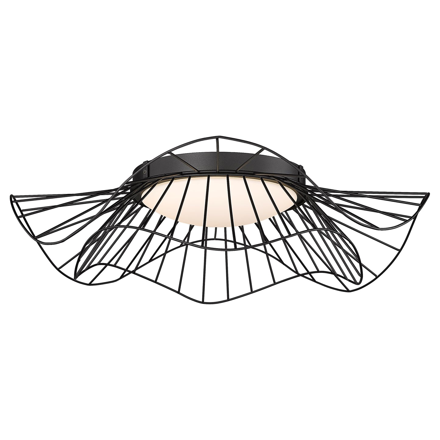 Rosada Flush Mount - 24" in Natural Black with Opal Glass Shade