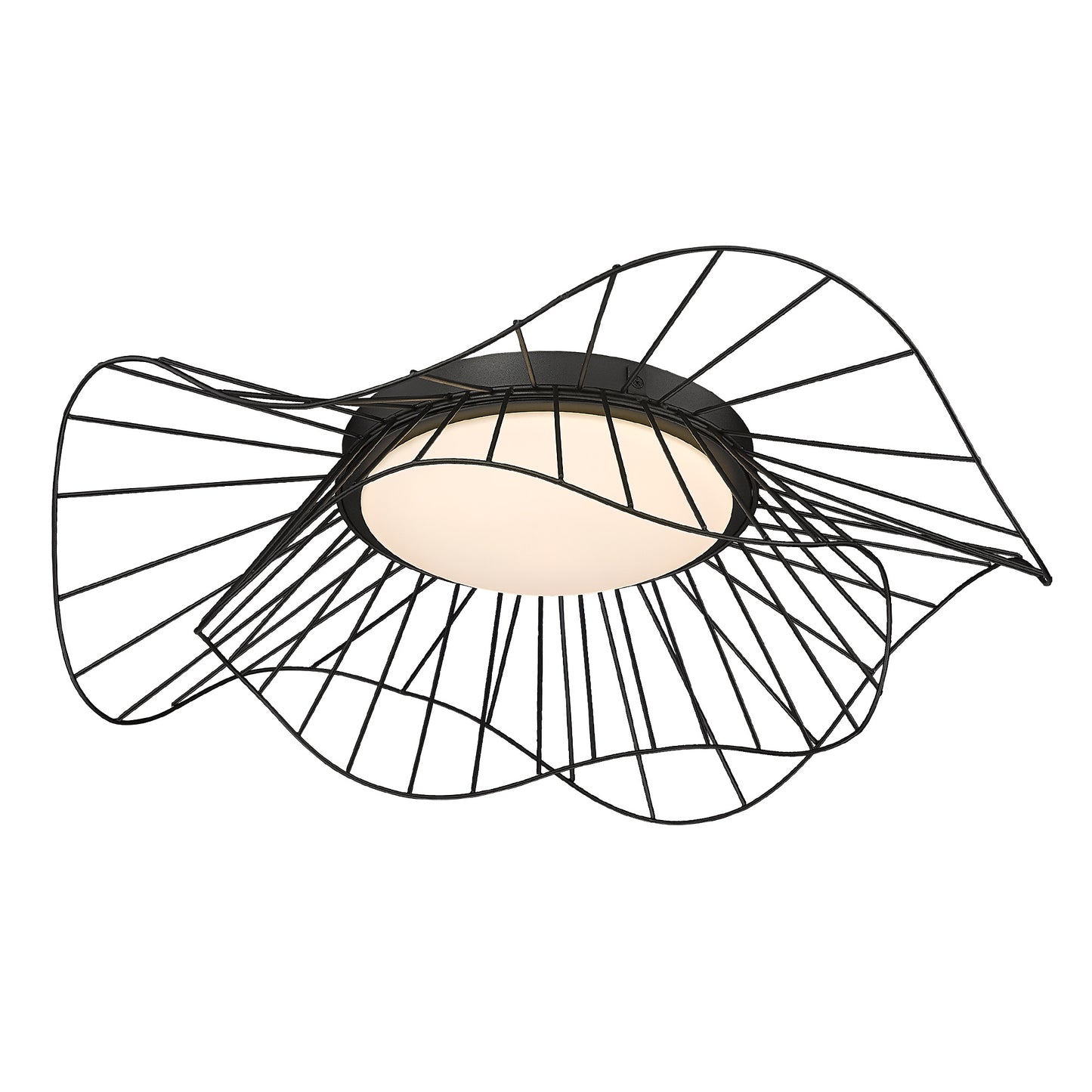 Rosada Flush Mount - 24" in Natural Black with Opal Glass Shade