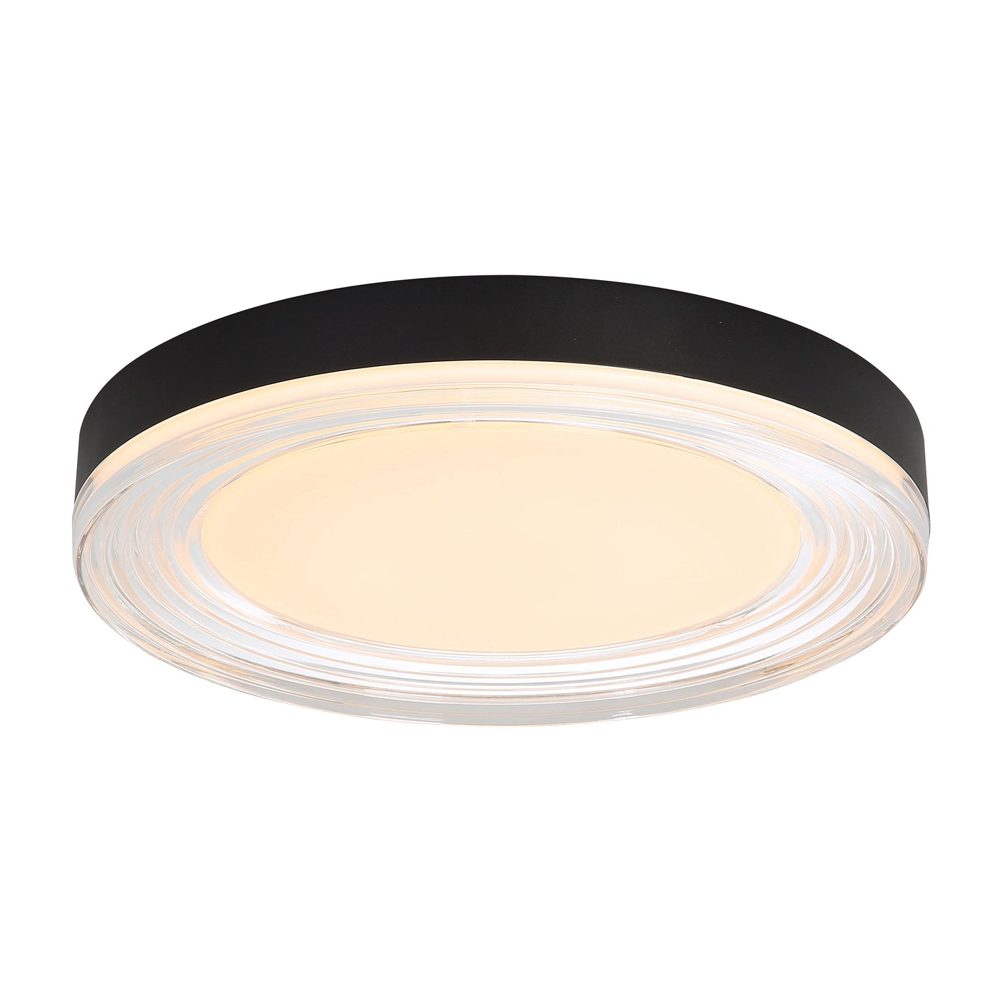 Ondulada LED Flush Mount - 16" in Sand Black with Clear Glass