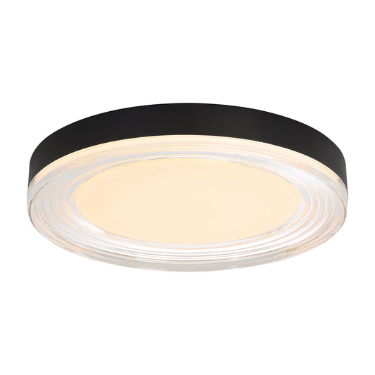 Ondulada LED Flush Mount - 16" in Sand Black with Clear Glass