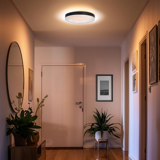 Ondulada LED Flush Mount - 16" in Sand Black with Clear Glass