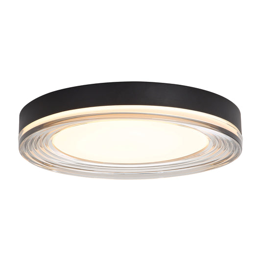 Ondulada LED Flush Mount - 16" in Sand Black with Smoky Glass
