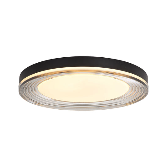 Ondulada LED Flush Mount - 20" in Sand Black with Smoky Glass